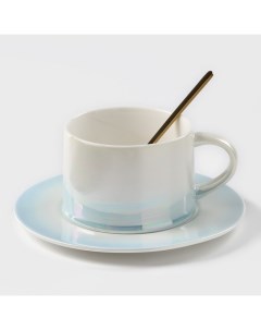 Чайная пара керамическая Нежность 3 предмета кружка 250 мл блюдце d 15 5 см ложка h Nobrand