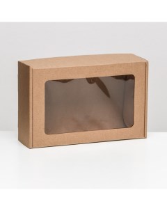 Коробка самосборная бурая с окном 26x17x8 см 5 шт Русэкспресс