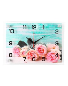 Часы настенные интерьерные Цветы Букет роз 25 х 35 см Рубин