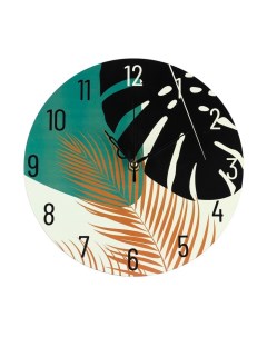 Часы настенные серия Интерьер Листья дискретный ход d 23 см Соломон