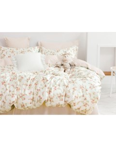 Комплект постельного белья двуспальный кремовый с цветами Вальтери
