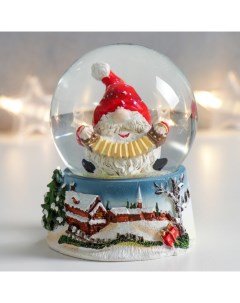 Сувенир полистоун водяной шар Дед Мороз гармонист 7х6 7х8 8 см Nobrand