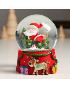 Сувенир полистоун водяной шар Дед Мороз верхом на елке 7х8х9 см 6 шт Nobrand