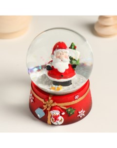 Сувенир полистоун водяной шар Дедушка мороз с нарядной елкой 7х8х9 см 6 шт Nobrand