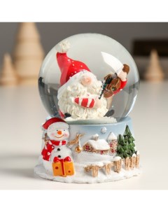Сувенир полистоун водяной шар Дед Мороз со скрипкой 7х8х9 см 6 шт Nobrand