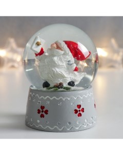 Сувенир полистоун водяной шар Дед Морозик с длинной бородой 6 5х6 5х8 5 см Nobrand