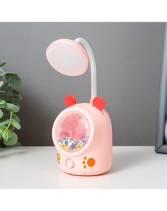 Настольная лампа Ушки LED 3Вт USB розовый 7х10х17 см Bazar