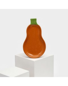 Тарелка керамическая Тыква плоская темно оранжевая 26 см 1 сорт Иран Керамика ручной работы