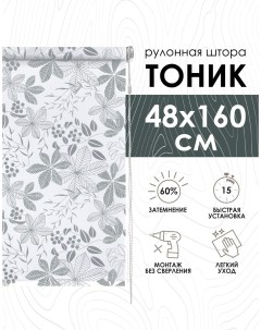 Рулонные шторы Тоник серый 48х160 см Эскар