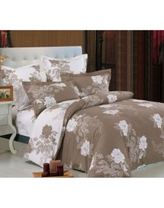 Комплект постельного белья Сайлид B 141 2 спальный с европростыней сатин бело коричневый Сайлид (россия)