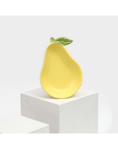 Тарелка керамическая Груша глубокая желтая 20 5 см 1 сорт Иран Керамика ручной работы