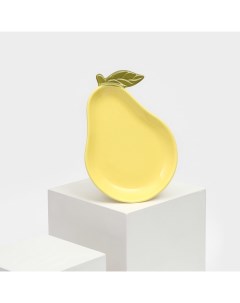 Тарелка керамическая Груша плоская желтая 22 5 см 1 сорт Иран Керамика ручной работы