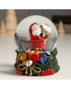 Сувенир свет полистоун водяной шар Дед Мороз с мешком на плече 7х8х9 см 6 шт Nobrand
