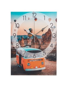 Часы картина настенные Оранжевый автобус плавный ход 30 х 40 см Соломон