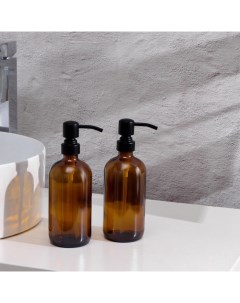 Набор дозаторов для ванной по 500 мл дымчатое стекло цвет коричневый Nobrand