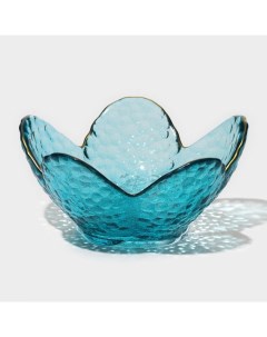 Миска стеклянная фигурная Цветок 60 мл 9x4 см цвет синий Nobrand