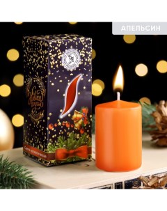 Свеча ароматическая новогодняя Волшебства в Новом году апельсин 4x6 см в коробке Богатство аромата