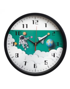 Детские настенные часы Космонавт плавный ход d 30 см Nobrand