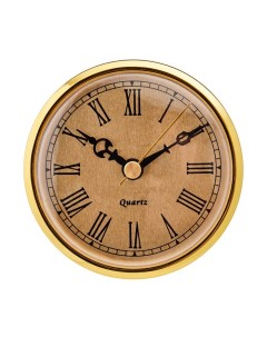 Вставка часы кварцевые d 9 см 1АА плавный ход золото Nobrand