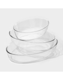 Набор овальных форм для выпекания 3 предмета 1 5 л 2 л 3 л жаропрочное стекло Nobrand