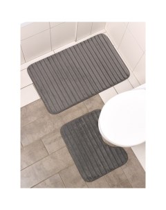 Набор ковриков для ванной и туалета Оливия 2 шт 40x50 см 50x80 см цвет серый Savanna