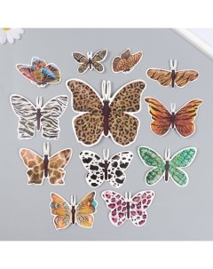 Бабочки картон Шкуры животных набор 12 шт h 4 10 см на магните Nobrand