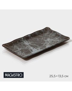 Блюдо стеклянное сервировочное прямоугольное для подачи Мрамор 25 5x13 5x1 5 с Magistro