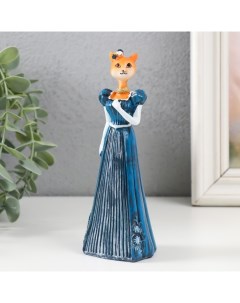 Сувенир полистоун Леди кошка в синем платье Nobrand
