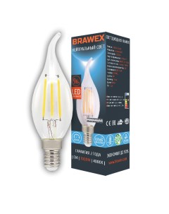 Светодиодная лампа LED Filament Candle 9W 4000K E14 C35QF E14 9N Brawex