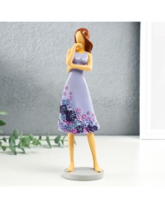 Сувенир полистоун Девушка в сиреневом платье с цветами 7 5х7х23 5 см Nobrand