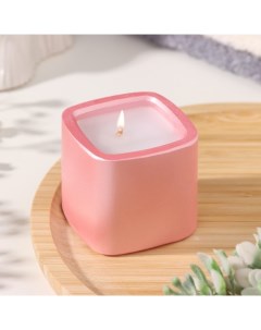 Свеча Квадрат в подсвечнике из гипса 5х6см розовый Дарим красиво