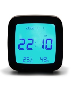 Часы настольные электронные будильник термометр календарь гигрометр 7 8х8 3 см черны Nobrand