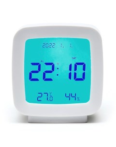 Часы настольные электронные будильник термометр календарь гигрометр 7 8х8 3 см белые Nobrand