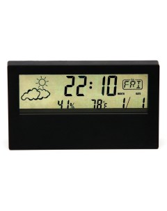 Часы настольные электронные будильник термометр календарь гигрометр 13 3х7 4 см черн Nobrand