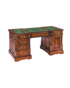 Двухтумбовый стол W010 D 160 см с зеленой кожей Indonesian furniture