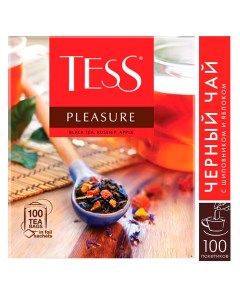 Чай Pleasure черный шиповник яблоко 100пак Tess
