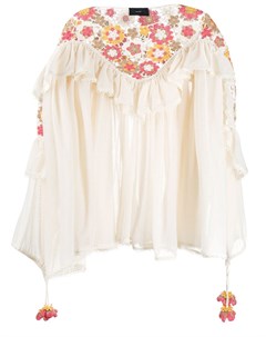Alanui блузка с оборками и отделкой в технике кроше m нейтральные цвета Alanui