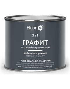 Быстросохнущая грунт эмаль 3 в 1 по ржавчине краска по металлу графит 0 4 кг 00 00 Elcon