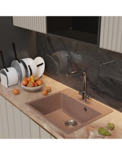 Кухонная мойка ML GM15 из искусственного мрамора терракотовая Mixline