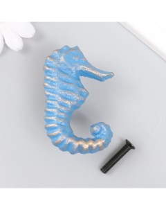 Ручка дверная чугун Морской конек голубая с патиной 6 7х4 5 см Nobrand