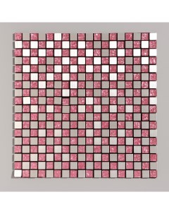 Панель самоклеящаяся 30 30см мозайка клетка розовая Nobrand