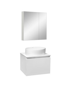 Мебель для ванной Бари 60 белый умывальник OVALE 50 с зеркалом Лада 60 белый Runo