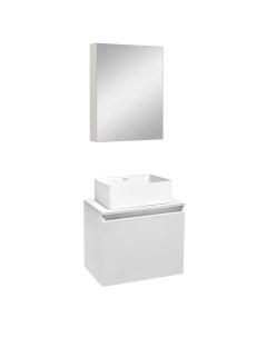 Мебель для ванной Бари 50 белый умывальник DUO 38 с зеркалом Лада 50 белый Runo