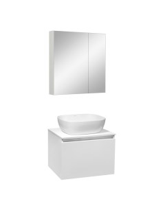 Мебель для ванной Бари 60 белый умывальник CUATRO 49 39 с зеркалом Лада 60 белый Runo