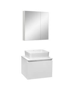 Мебель для ванной Бари 60 белый умывальник TRE 48 с зеркалом Лада 60 белый Runo
