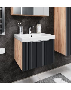 Тумба с раковиной для ванной А50 компакт подвесная цвет черный 141350 Megano home