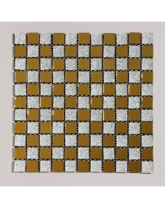 Панель самоклеящаяся 30 30см мозайка клетка серебристо золотая Nobrand