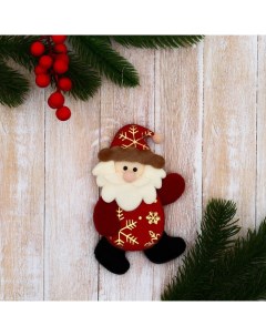 Мягкая подвеска Дед Мороз в костюмчике с узором 7х12 см красный Зимнее волшебство
