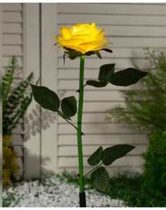 Садовый светильник на солнечной батарее Роза желтая 75 см 5 LED свечение белое Luazon lighting