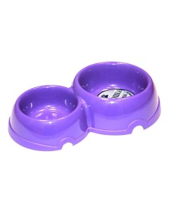 Двойная миска для собак пластик фиолетовый 2 шт по 0 1 л и 0 2 л Хорошка